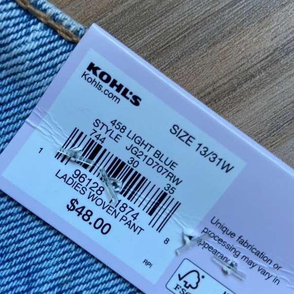 So Super high rise straight woven denim jean pant quilted design waistband 13 31 - Picture 9 of 16